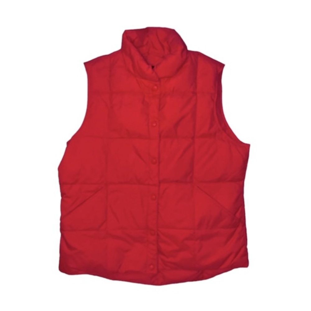 Lands End Puffer Down Vest Bright Hot Pink Color Size Medium 10/12